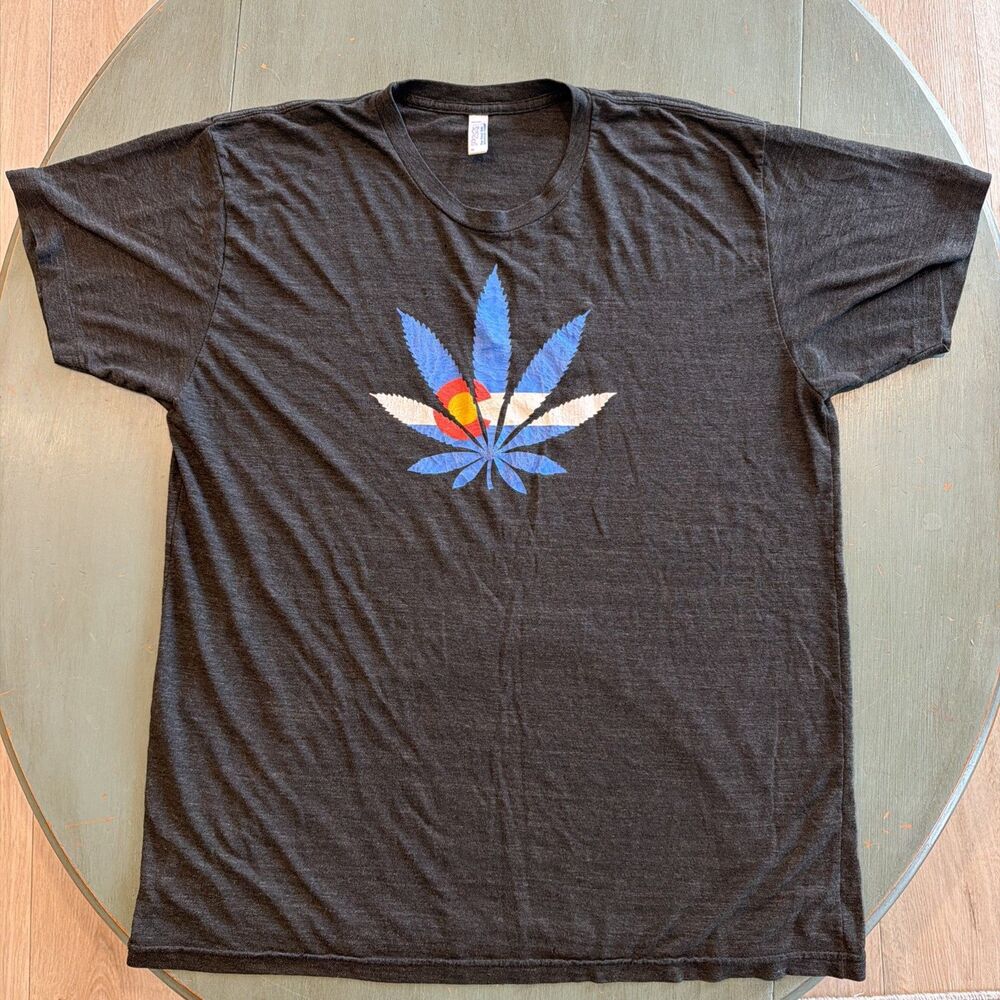 American Apparel SO2S2S Colorado Weed Leaf T-Shirt Mens XL Made in USA